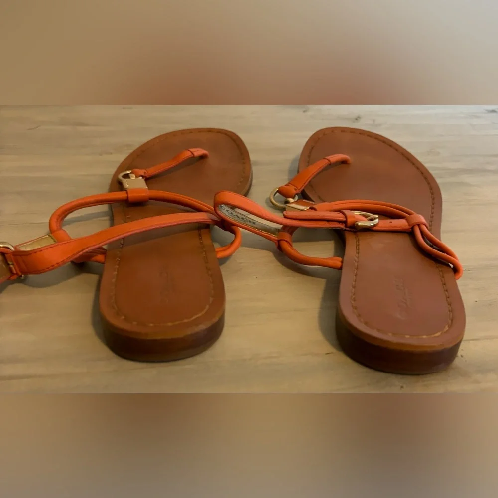 COACH Charleen T-Strap Sandals, Size 8, in Orange summer beach casual festival